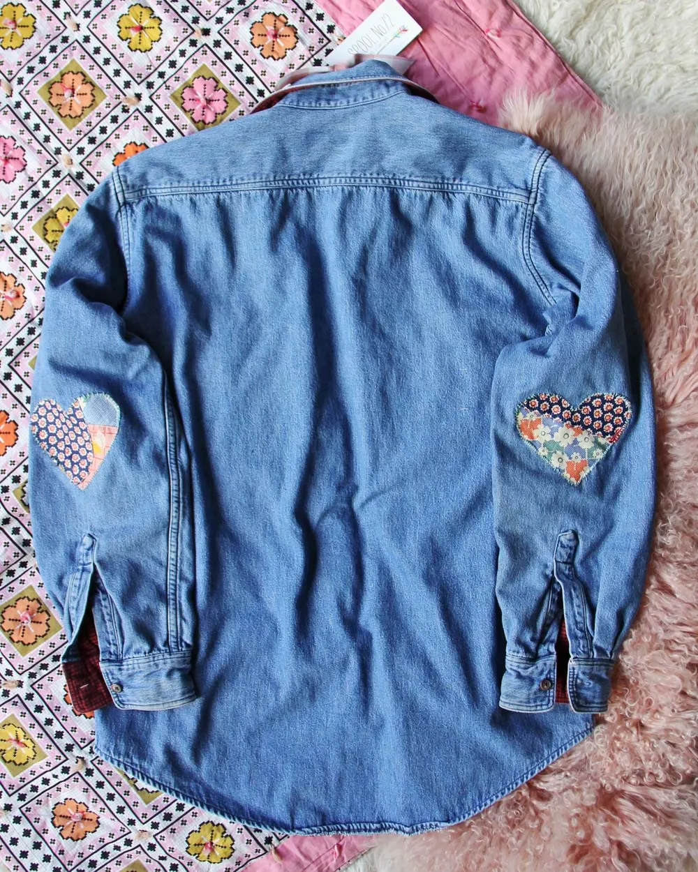 Vintage Quilted Heart Denim Top #2