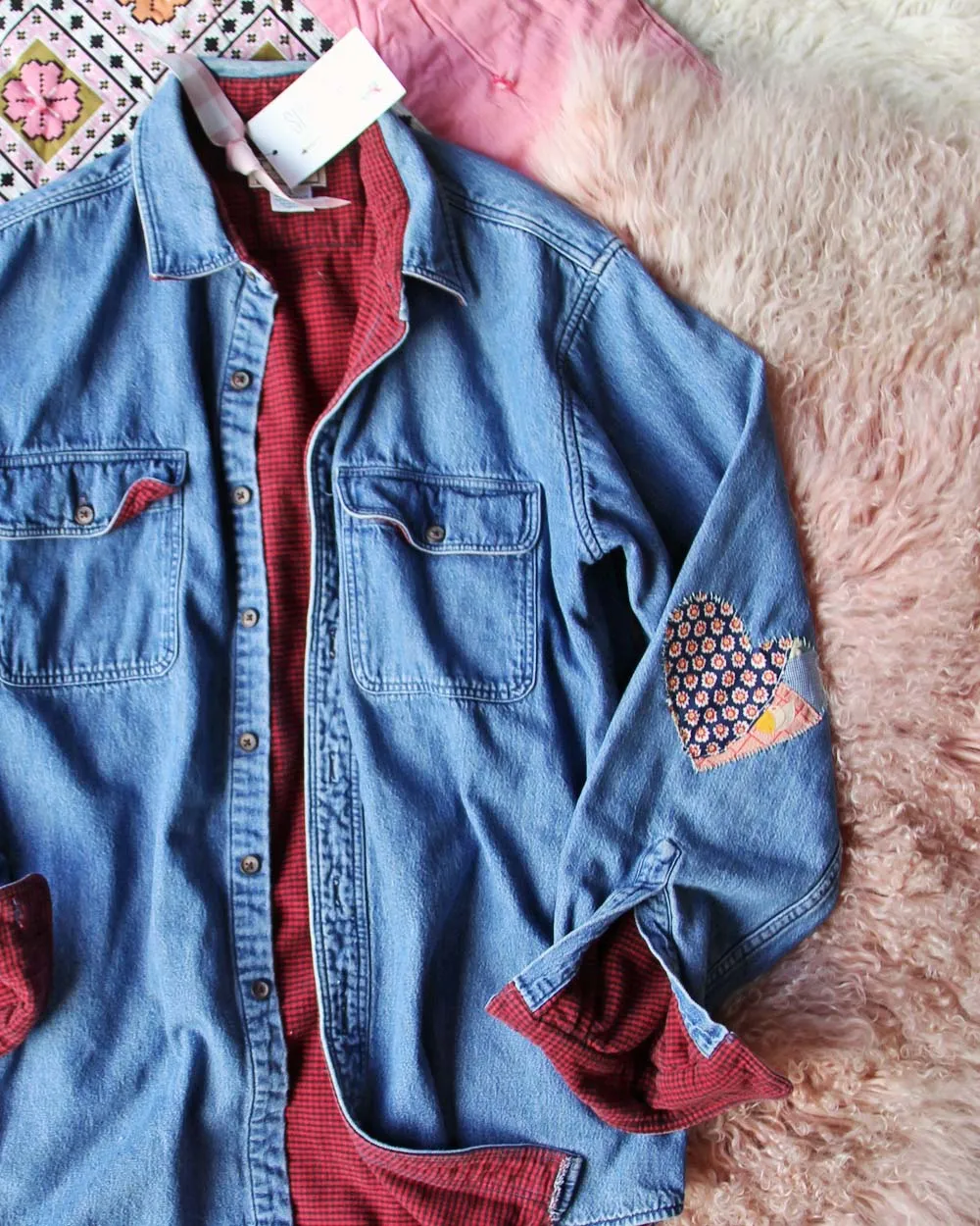 Vintage Quilted Heart Denim Top #2