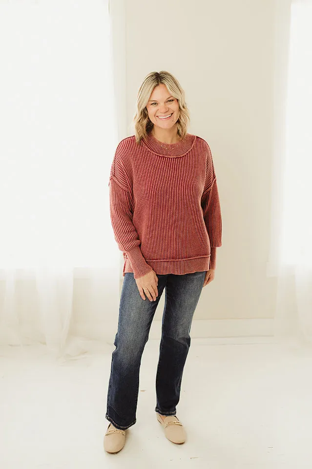 Washed Slit Oversized Sweater