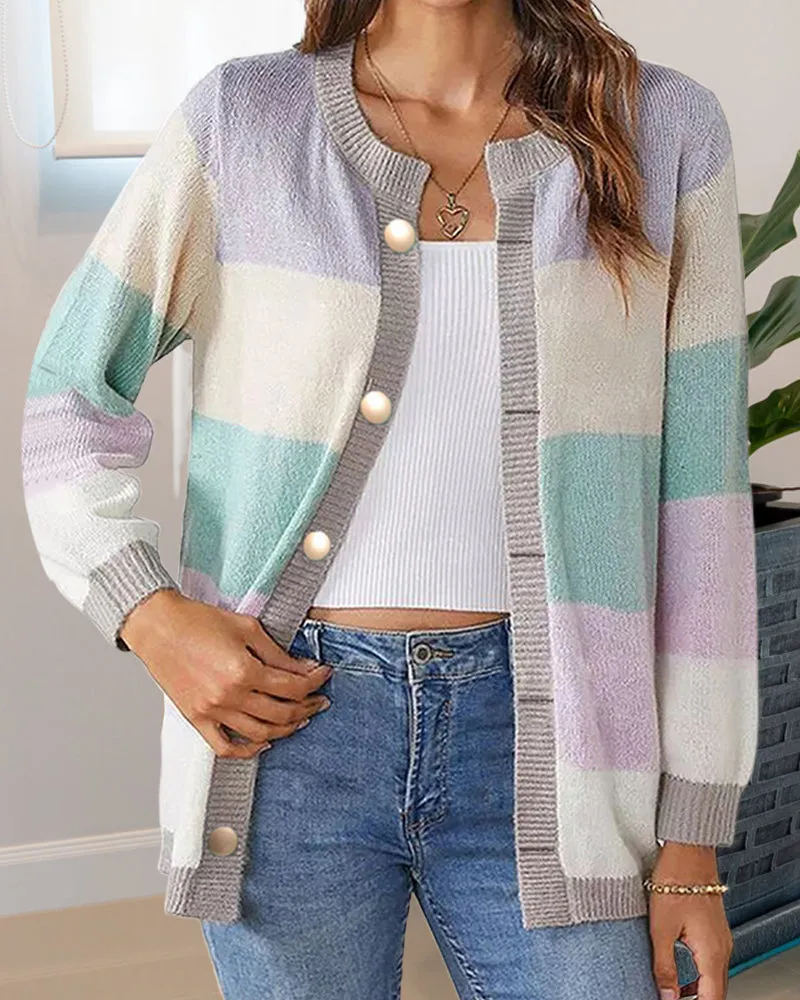 Wenkouban-Christmas Thanksgiving outfits_Colorblock for Cardigan Women