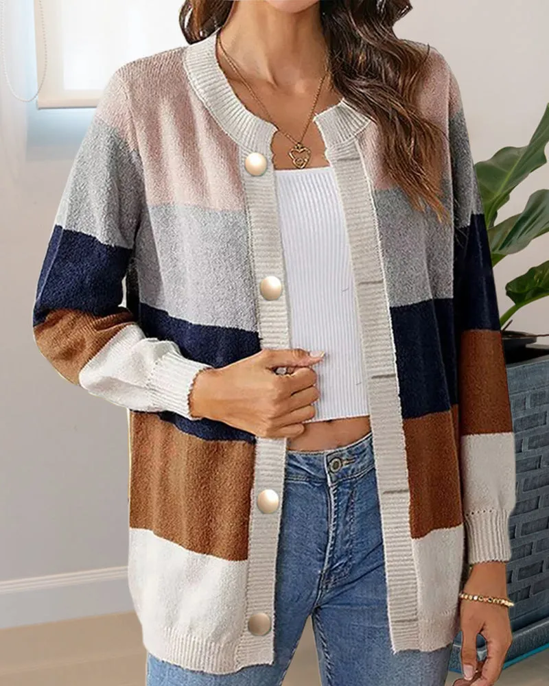 Wenkouban-Christmas Thanksgiving outfits_Colorblock for Cardigan Women