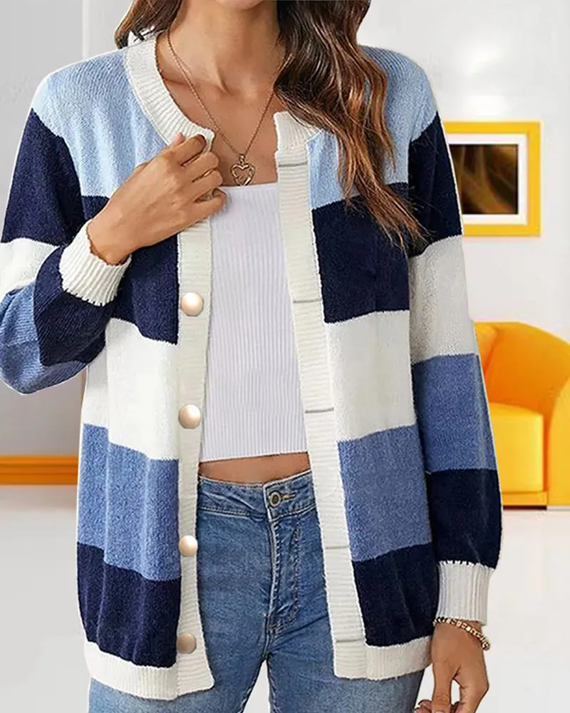 Wenkouban-Christmas Thanksgiving outfits_Colorblock for Cardigan Women