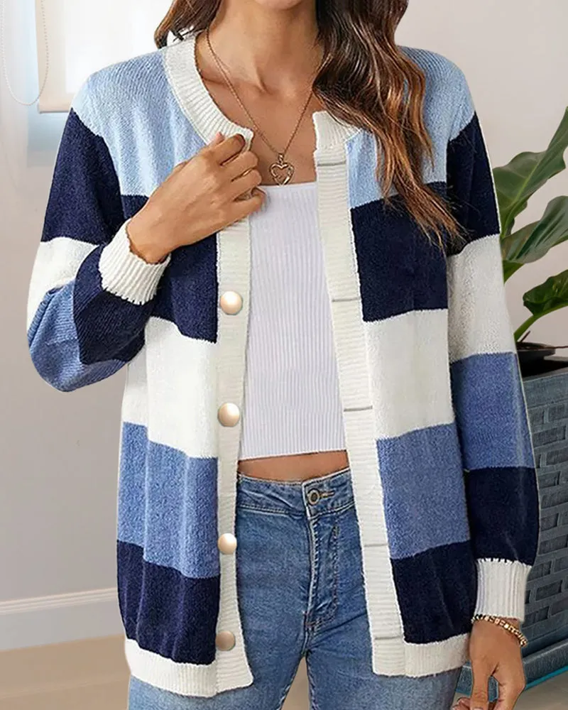 Wenkouban-Christmas Thanksgiving outfits_Colorblock for Cardigan Women