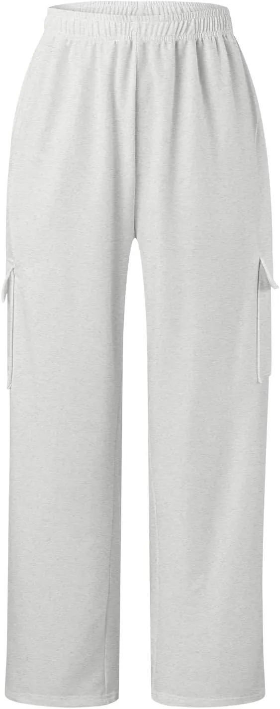 Women's Cotton Linen Summer Lightweigt Pants Elastic Waisted Long Lounge Slim-Fit Palazzo Lounge Pants