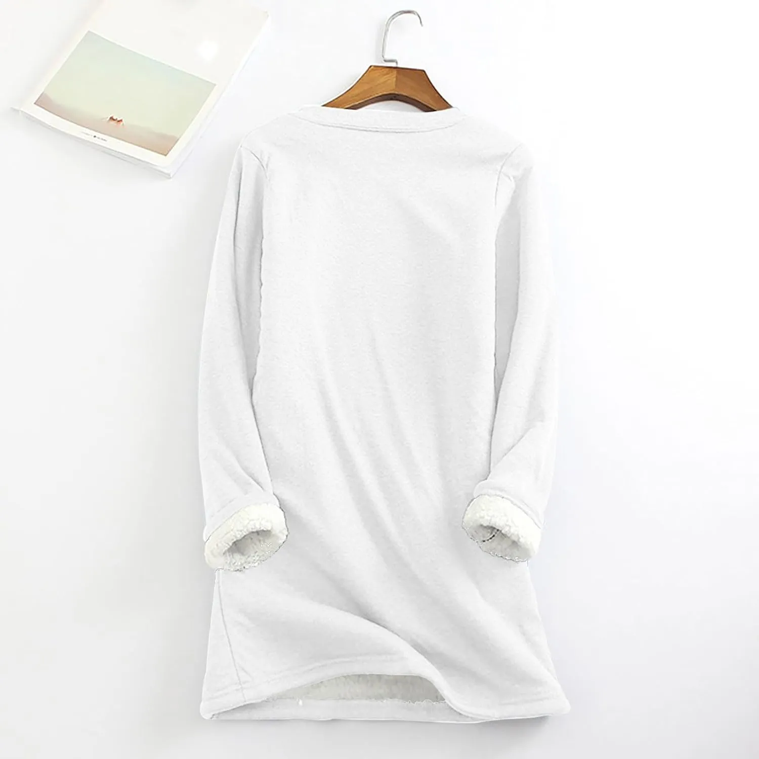 Womens Fleece Crewneck Sweatshirt Sherpa Lined Sweatshirt Thermal Sweatshirt Warm Winter Pullover Sweatshirt