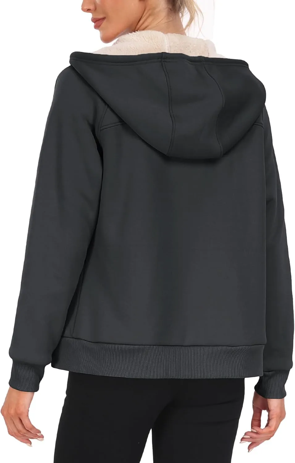 Womens Fleece Lined Hoodie Jackets Full Zip Hoodies with Zipper Pocket Warm Hoodie Sweatshirts for Women