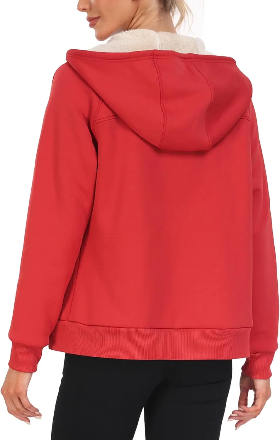 Womens Fleece Lined Hoodie Jackets Full Zip Hoodies with Zipper Pocket Warm Hoodie Sweatshirts for Women
