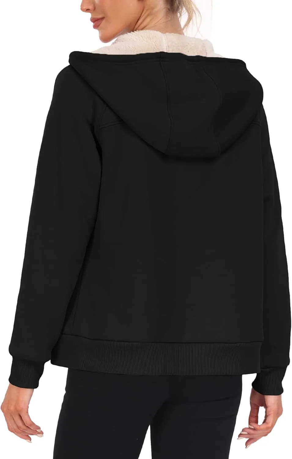 Womens Fleece Lined Hoodie Jackets Full Zip Hoodies with Zipper Pocket Warm Hoodie Sweatshirts for Women