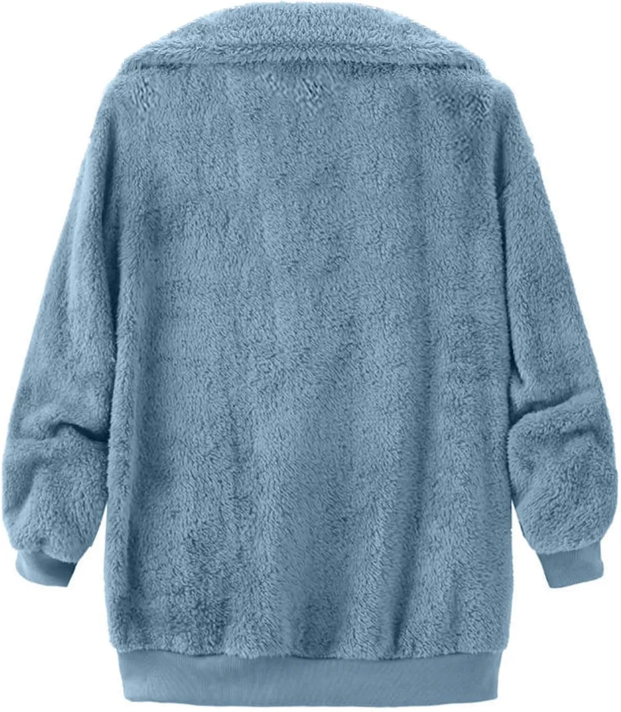 Womens Fuzzy Fleece Open Front Cardigan Jacket Oversized Long Sleeve Lapel Sherpa Warm Teddy Coat With Pockets