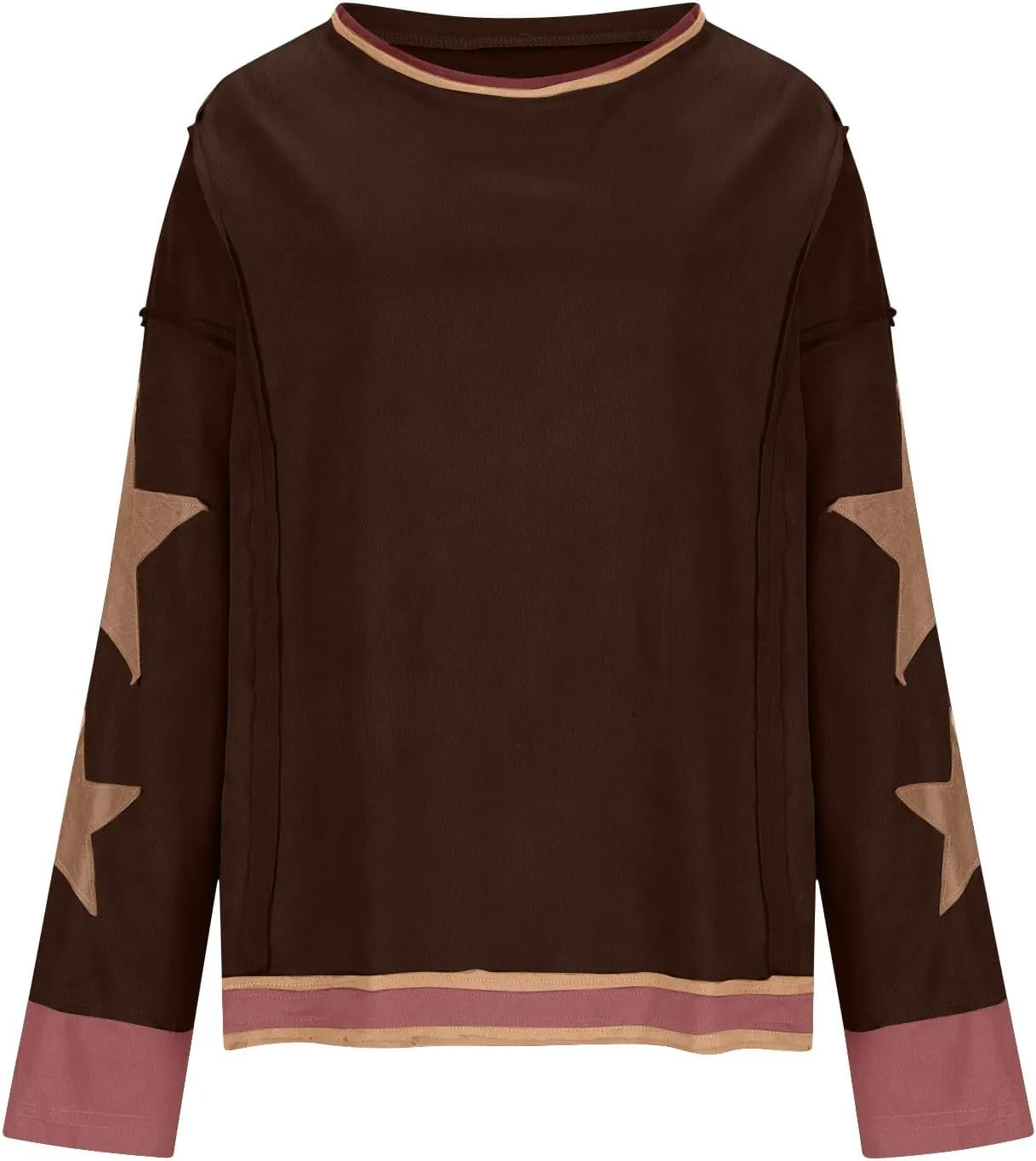 Womens Oversized Star Hoodies Long Sleeve Casual Shirts Drop Shoulder Vintage Graphic Pullover Sweatshirt Y2k Tops