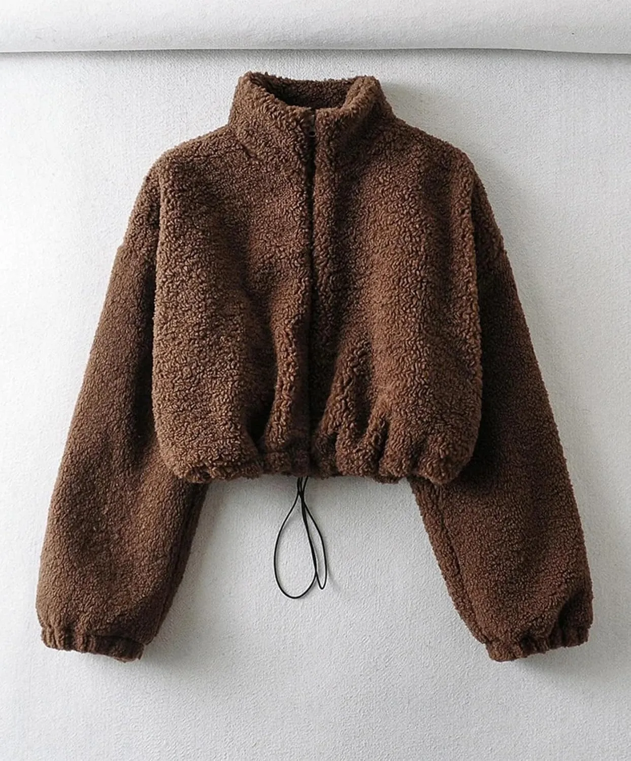 Womens Oversized Sweatshirts Zip Up Fluffy Fuzzy Fleece Cropped Sweatshirt Sherpa Jackets