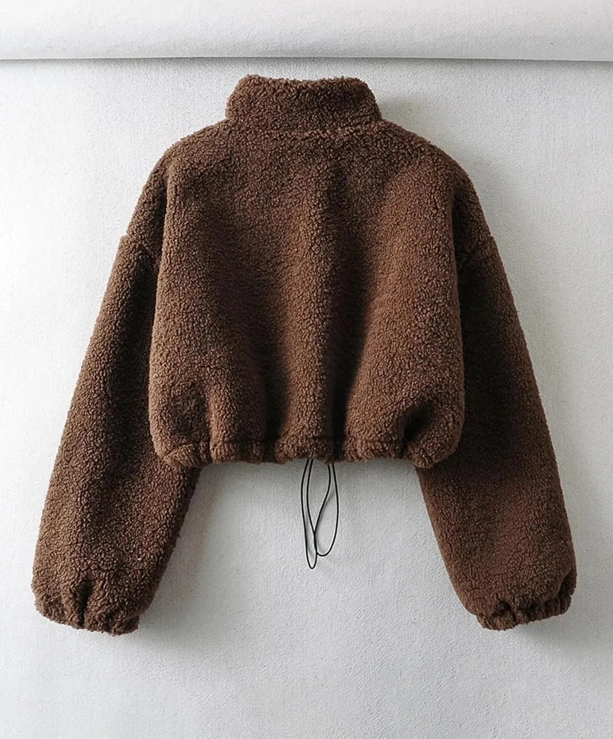 Womens Oversized Sweatshirts Zip Up Fluffy Fuzzy Fleece Cropped Sweatshirt Sherpa Jackets
