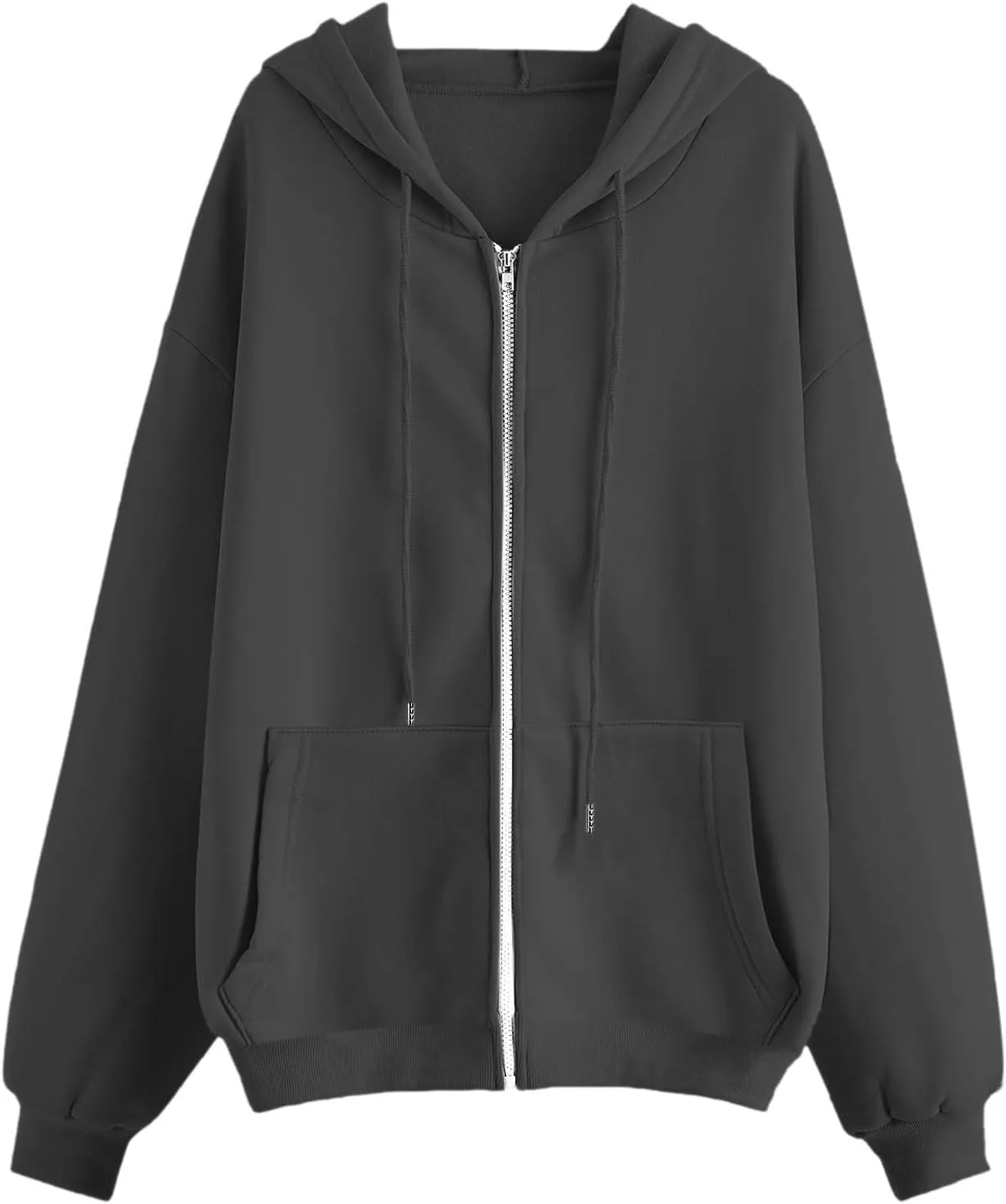 Womens Oversized Zip Up Hoodies Long Sleeve Fall Casual Sweatshirts Jacket Trendy Y2k Hoodie with Pocket, Medium