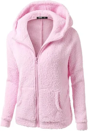 Womens Zip Up Hoodies 2024 Winter Lightweight Fleece Lined Coats Comfy Warm Plus Size Sherpa Jackets with Pockets