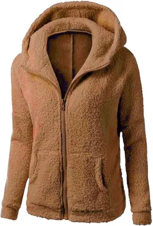 Womens Zip Up Hoodies 2024 Winter Lightweight Fleece Lined Coats Comfy Warm Plus Size Sherpa Jackets with Pockets