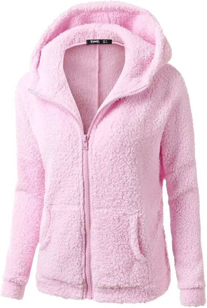 Womens Zip Up Hoodies 2024 Winter Lightweight Fleece Lined Coats Comfy Warm Plus Size Sherpa Jackets with Pockets