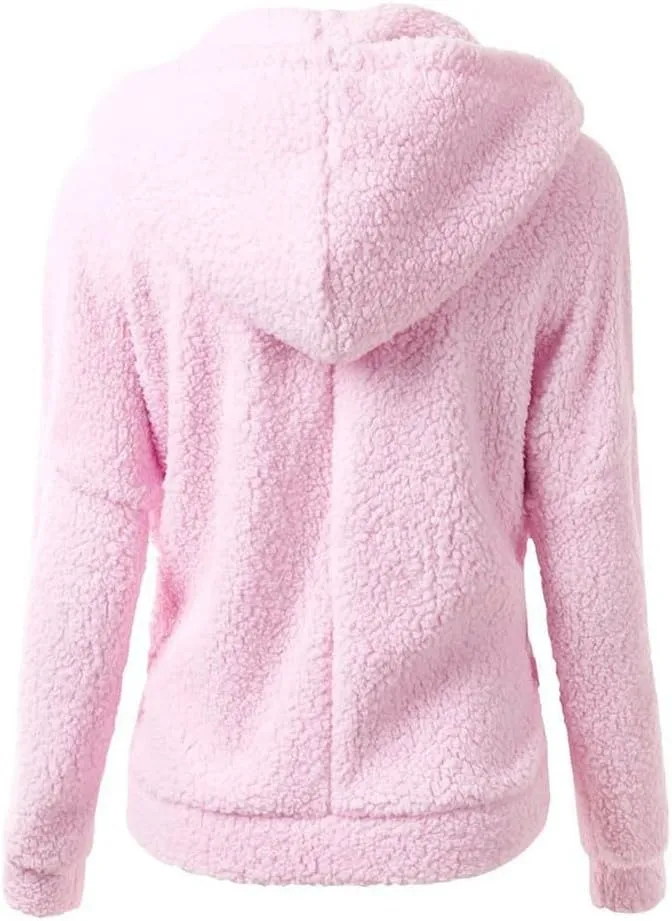 Womens Zip Up Hoodies 2024 Winter Lightweight Fleece Lined Coats Comfy Warm Plus Size Sherpa Jackets with Pockets