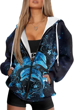 Womens Zip Up Hoodies Long Sleeve Sweatshirts Fall Outfits Sweaters Casual Fashion Jackets Size XS-4XL