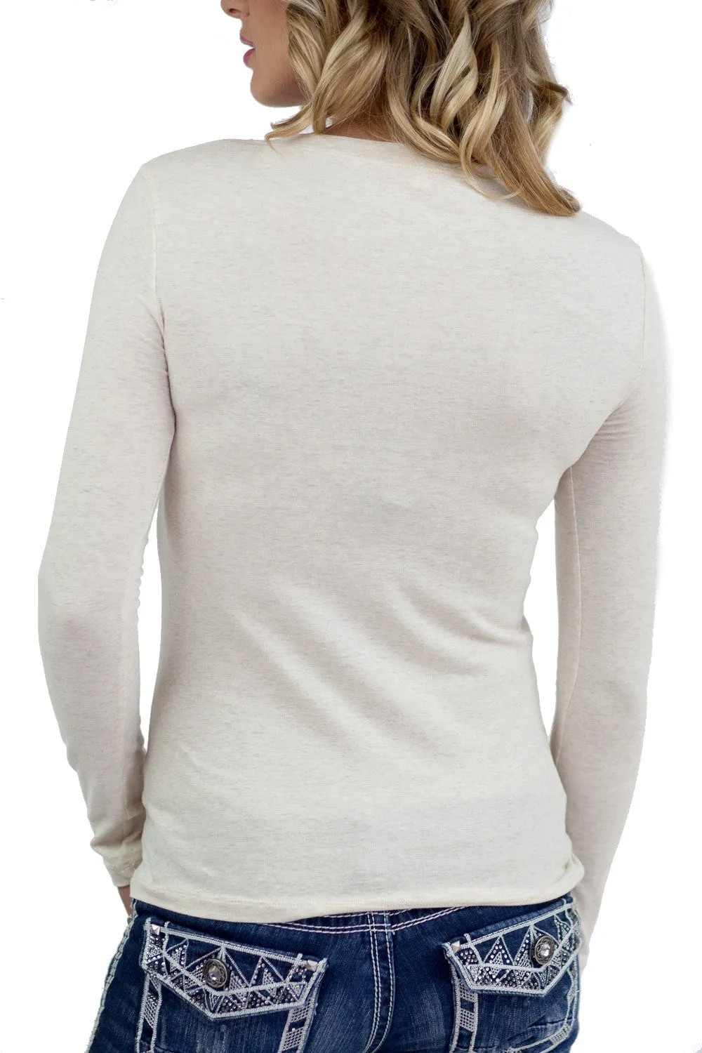 Wonderful Long Sleeve V Neck Tee Heather Beige
