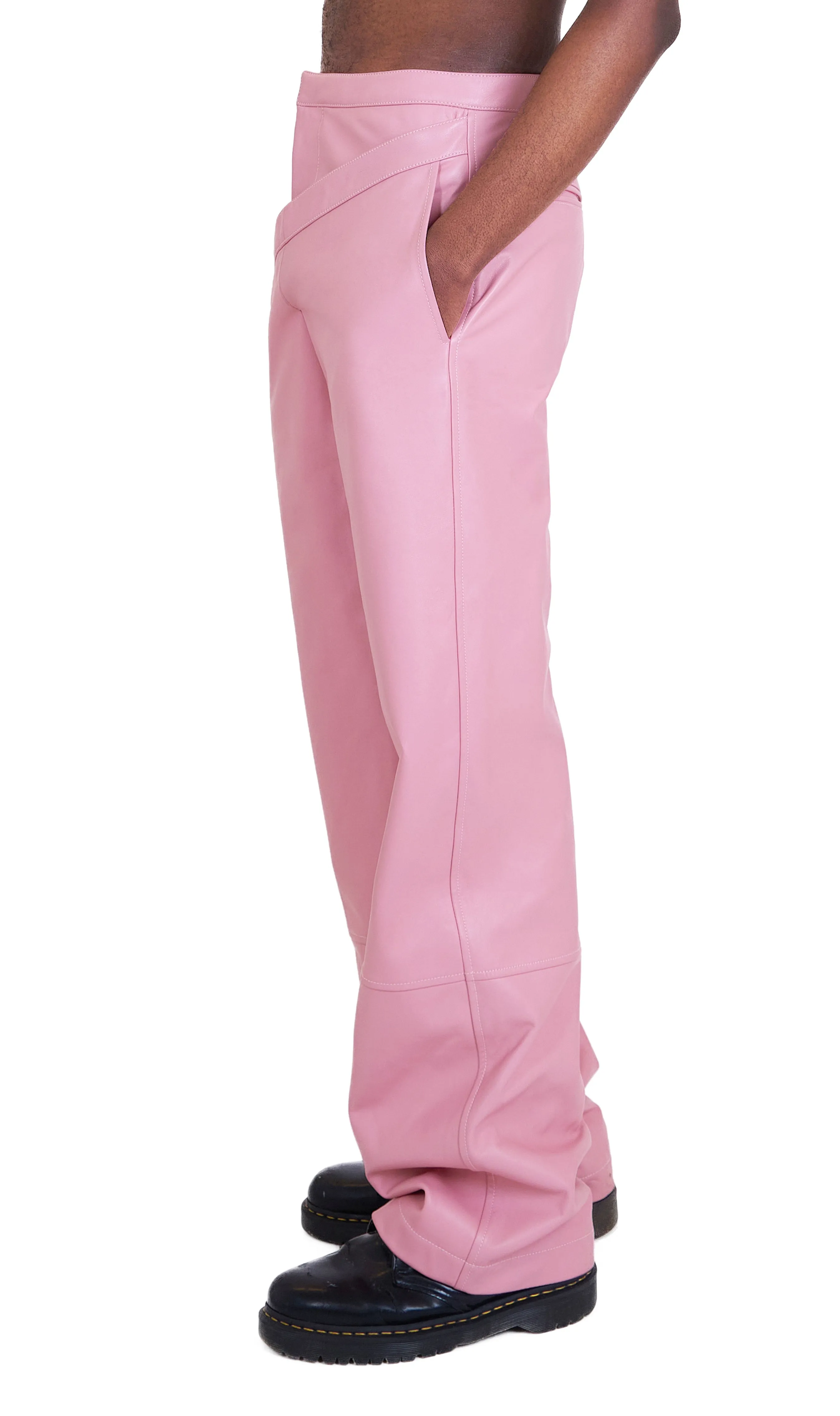 YEF LAYERED LEATHER TROUSERS