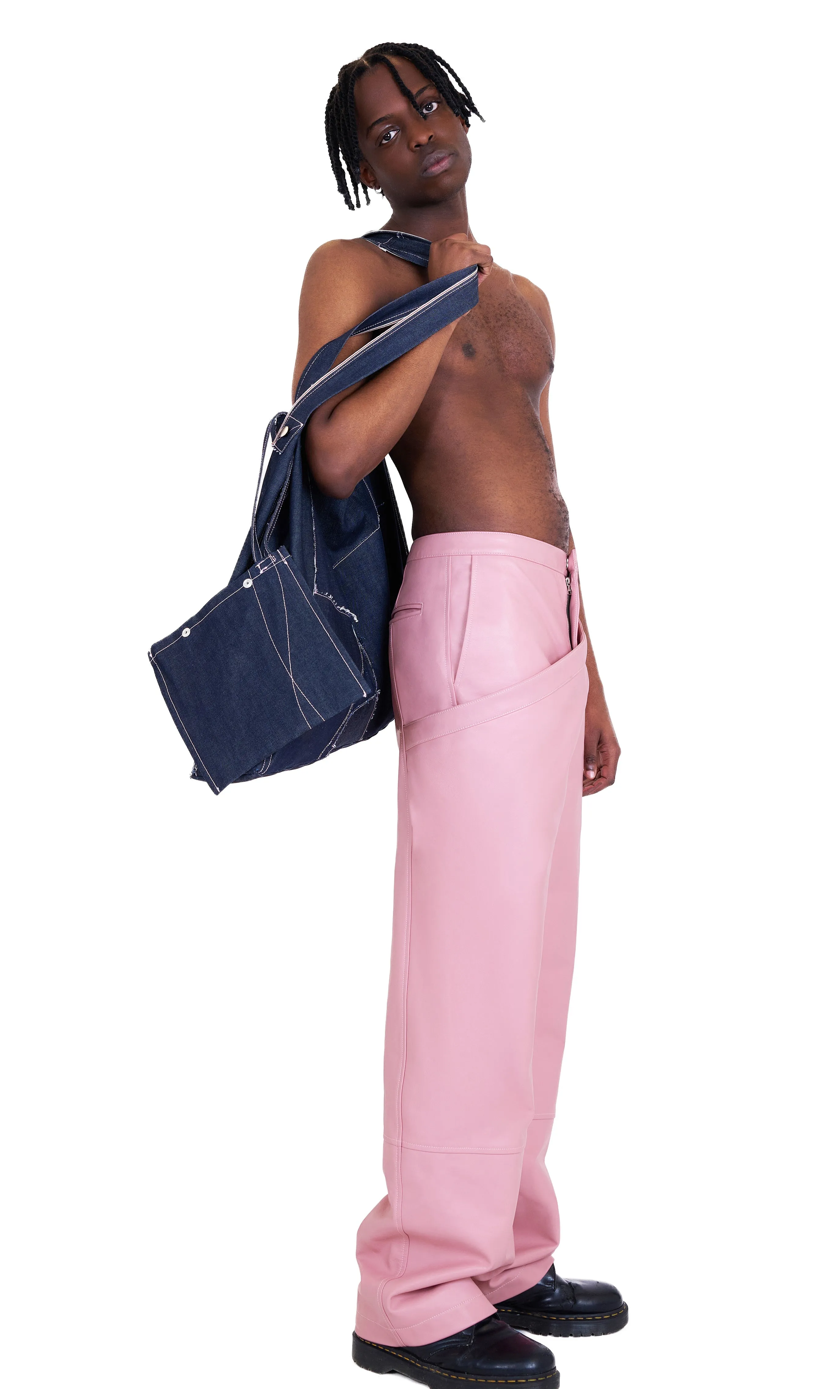 YEF LAYERED LEATHER TROUSERS